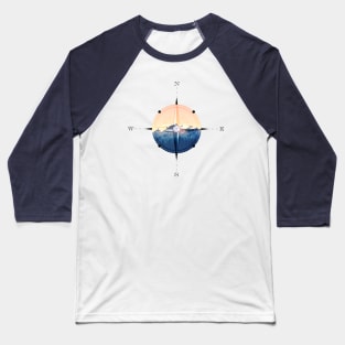 The Mountains Are My Guide Compass Baseball T-Shirt